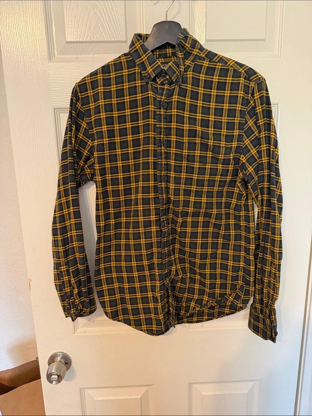 Banana Republic Black and Yellow Plaid Button-Down Shirt